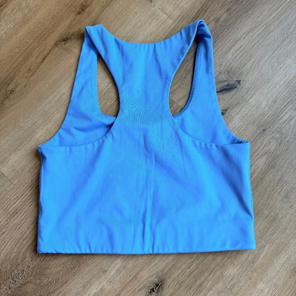 Girlfriend Collective Paloma Bra Sky Blue Racerback Longline Sports Bra Small